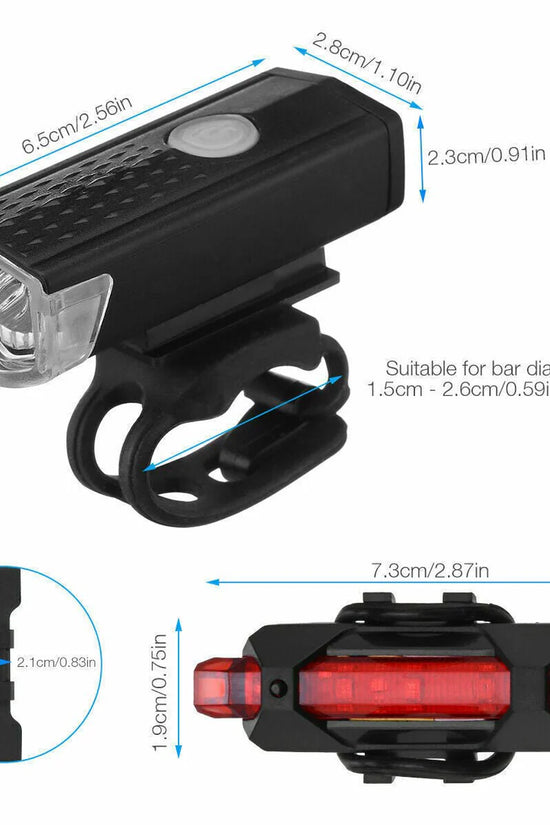 USB Rechargeable LED Bicycle Headlight Bike Head Light Cycling Rear Front Lamp Bike Light Rainproof USB Rechargeable LED bicycle Light