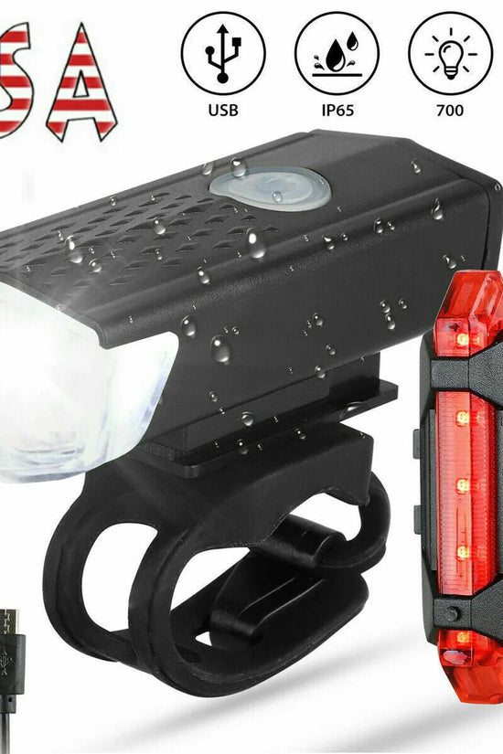 USB Rechargeable LED Bicycle Headlight Bike Head Light Cycling Rear Front Lamp Bike Light Rainproof USB Rechargeable LED bicycle Light